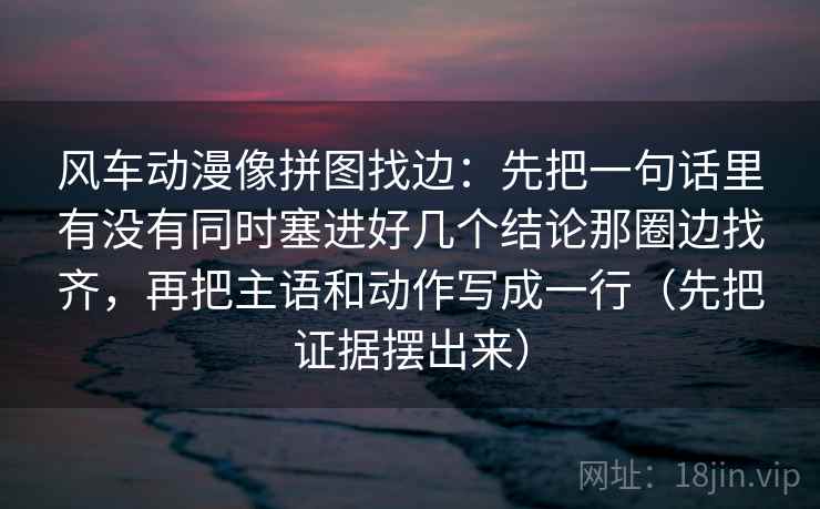 风车动漫像拼图找边：先把一句话里有没有同时塞进好几个结论那圈边找齐，再把主语和动作写成一行（先把证据摆出来）