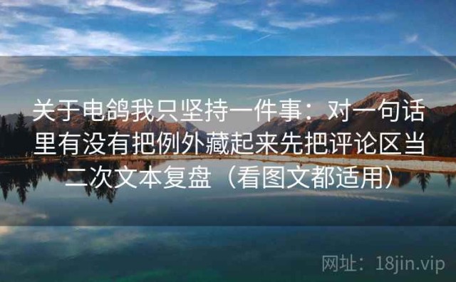 关于电鸽我只坚持一件事：对一句话里有没有把例外藏起来先把评论区当二次文本复盘（看图文都适用）
